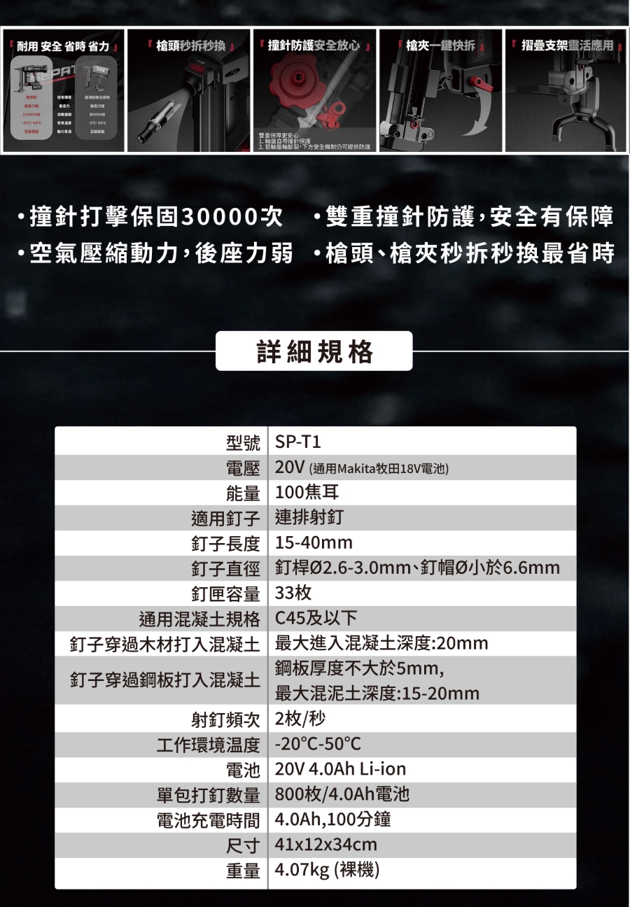 SEPAT 鋰電鋼釘槍 33連發 連排射釘 通用牧田18V電池 SEPAT 鋰電鋼釘槍 33連發 連排射釘 通用牧田18V電池