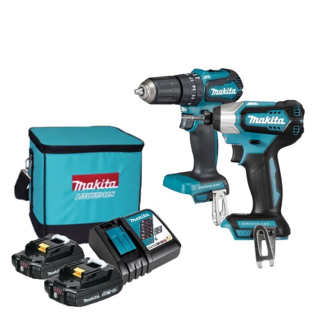 Makita 牧田 18V 無刷起子機+震動電鑽 DLX2221A 雙機組 DTD155+DHP483